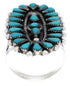 Southwest Silver Needlepoint Turquoise Ring Size 8-3/4 YX35100